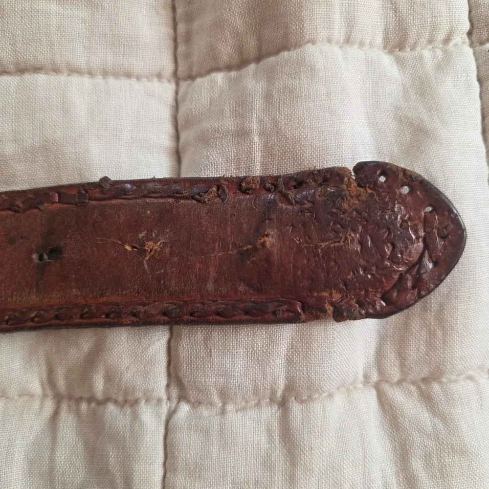 Tony Lama Western Belt Mens 36 Brown Fair Leather Braided Buckle